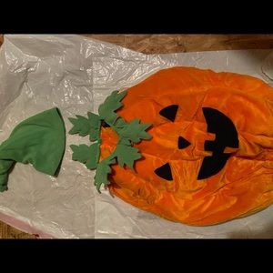 Children’s Pumpkin Halloween costume with cap/hat (for stem). Good condition.